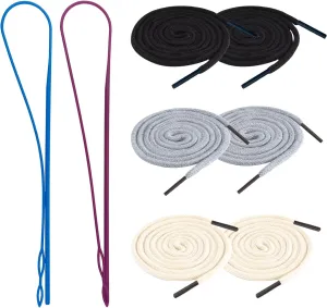 6 Pcs 120CM Hoodie String Replacement with 2PCS Drawstring Threader Tool for Sweatpants Shorts Pants Jackets Coats (Black, Grey, Beige)