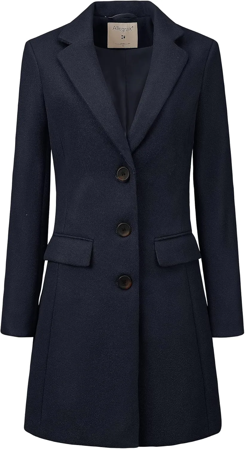 Allegra K Women's 2024 Pea Coat Single Breasted Long Winter Coats for Women