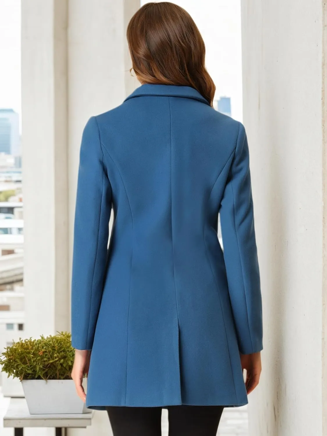 Allegra K Women's 2024 Pea Coat Single Breasted Long Winter Coats for Women