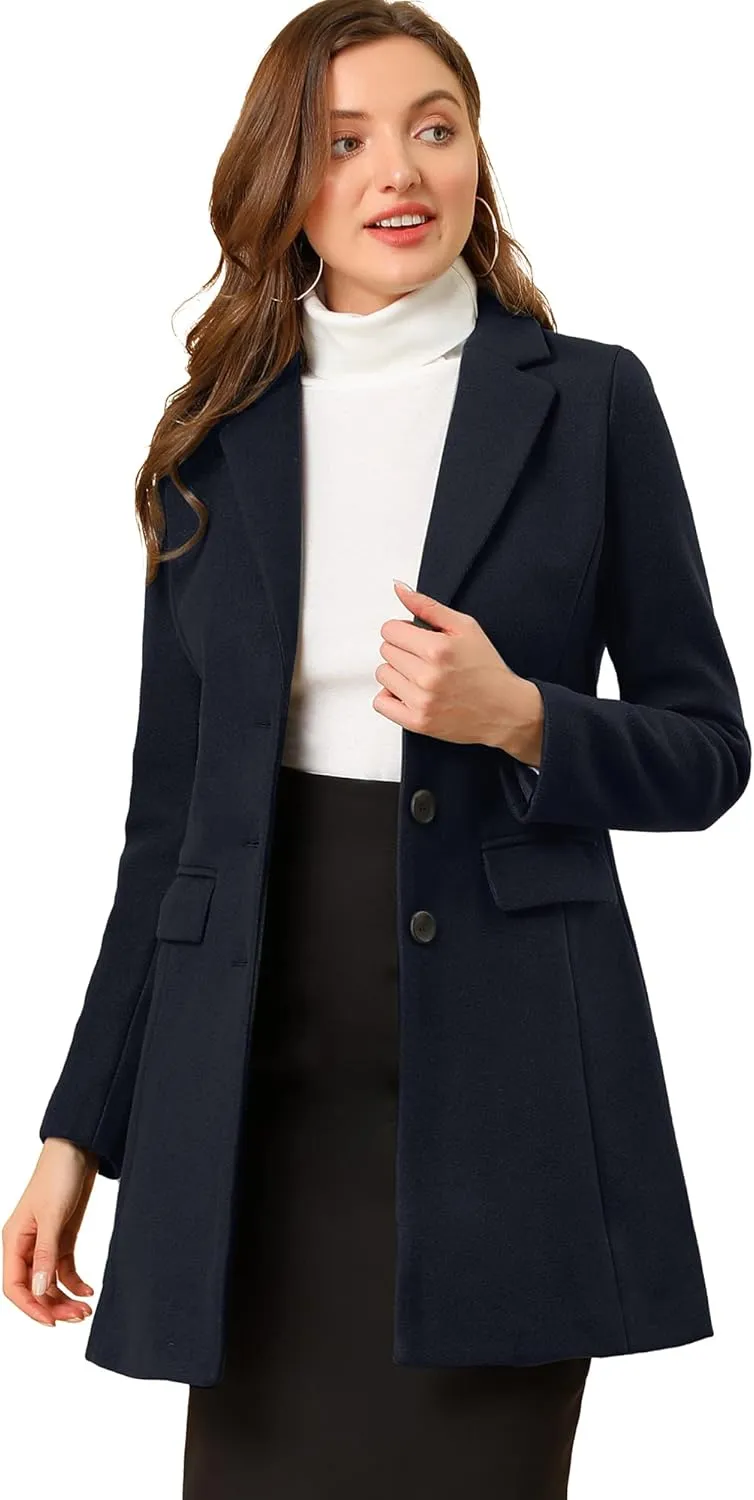 Allegra K Women's 2024 Pea Coat Single Breasted Long Winter Coats for Women