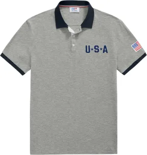 Arvilhill Men's American Flag Polo Shirts Patriotic Golf Polos 1776 Cotton Pique Tee Tops (S-3XL)
