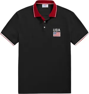 Arvilhill Men's American Flag Polo Shirts Patriotic Golf Polos 1776 Cotton Pique Tee Tops (S-3XL)