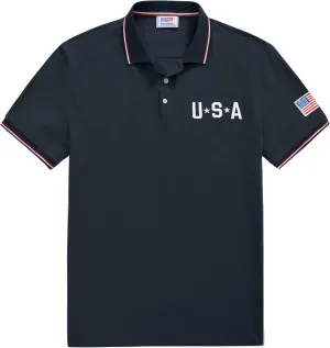 Arvilhill Men's American Flag Polo Shirts Patriotic Golf Polos 1776 Cotton Pique Tee Tops (S-3XL)