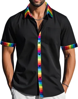 Barry.Wang Men's Short Sleeve Linen Shirts Casual Summer Button Down Business Formal Polyester Shirt Regular Wedding Party