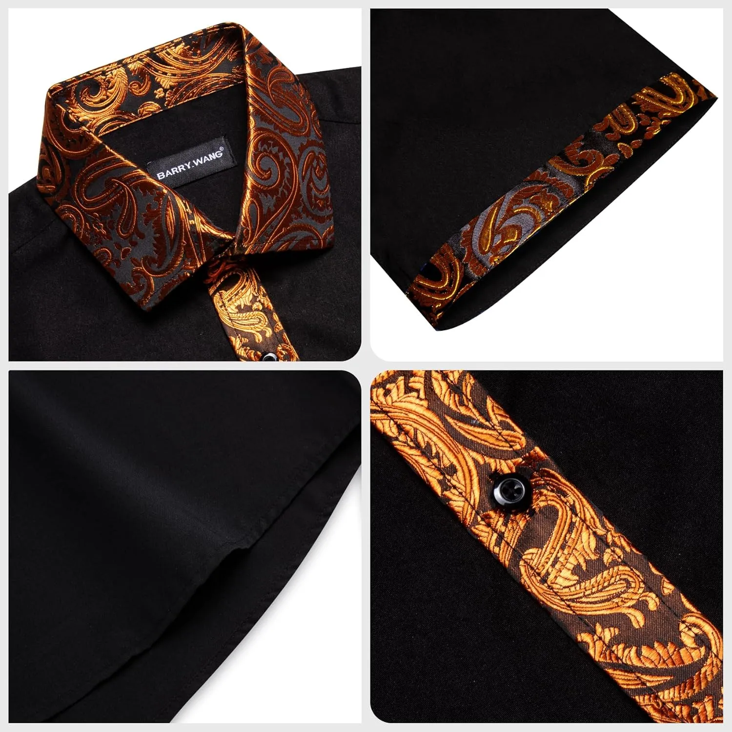 Barry.Wang Men's Short Sleeve Linen Shirts Casual Summer Button Down Business Formal Polyester Shirt Regular Wedding Party