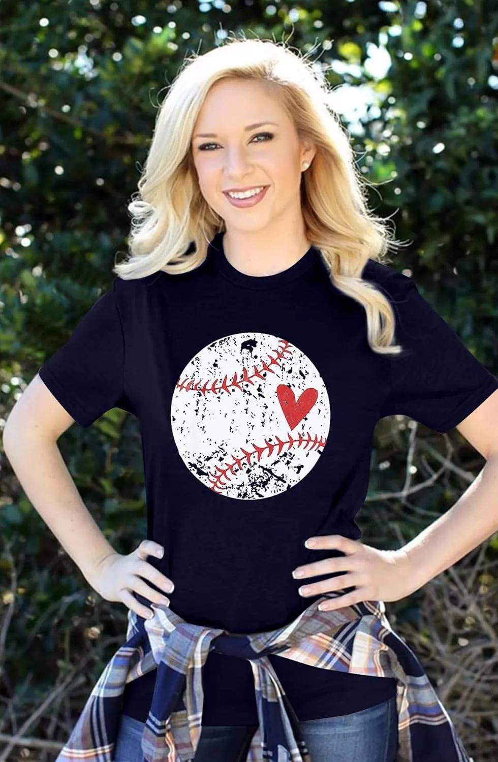 Baseball Shirt Women Baseball Heart Tee Shirts Baseball Mom Tshirt Game Day Casual Crew Neck Short Sleeve Tops