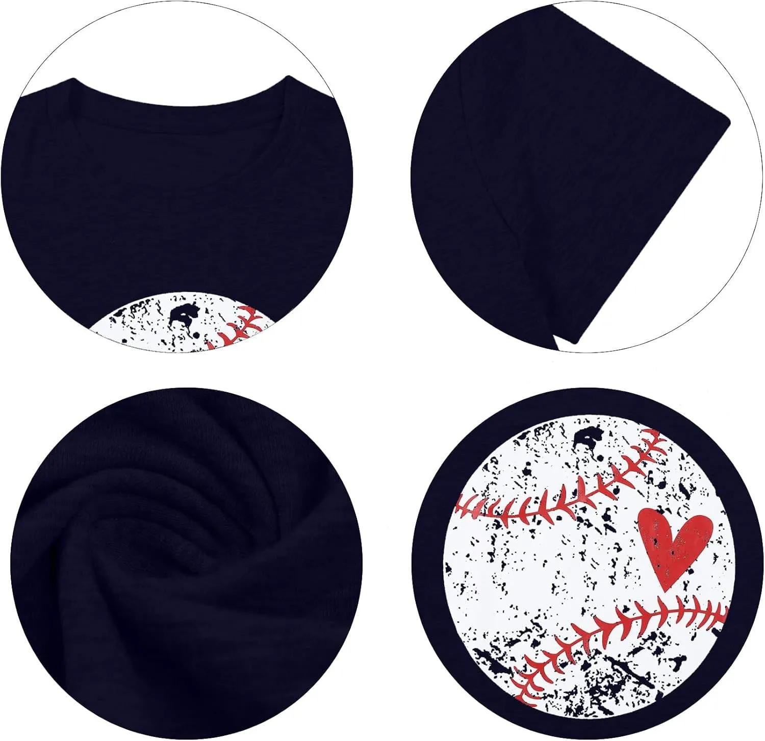 Baseball Shirt Women Baseball Heart Tee Shirts Baseball Mom Tshirt Game Day Casual Crew Neck Short Sleeve Tops