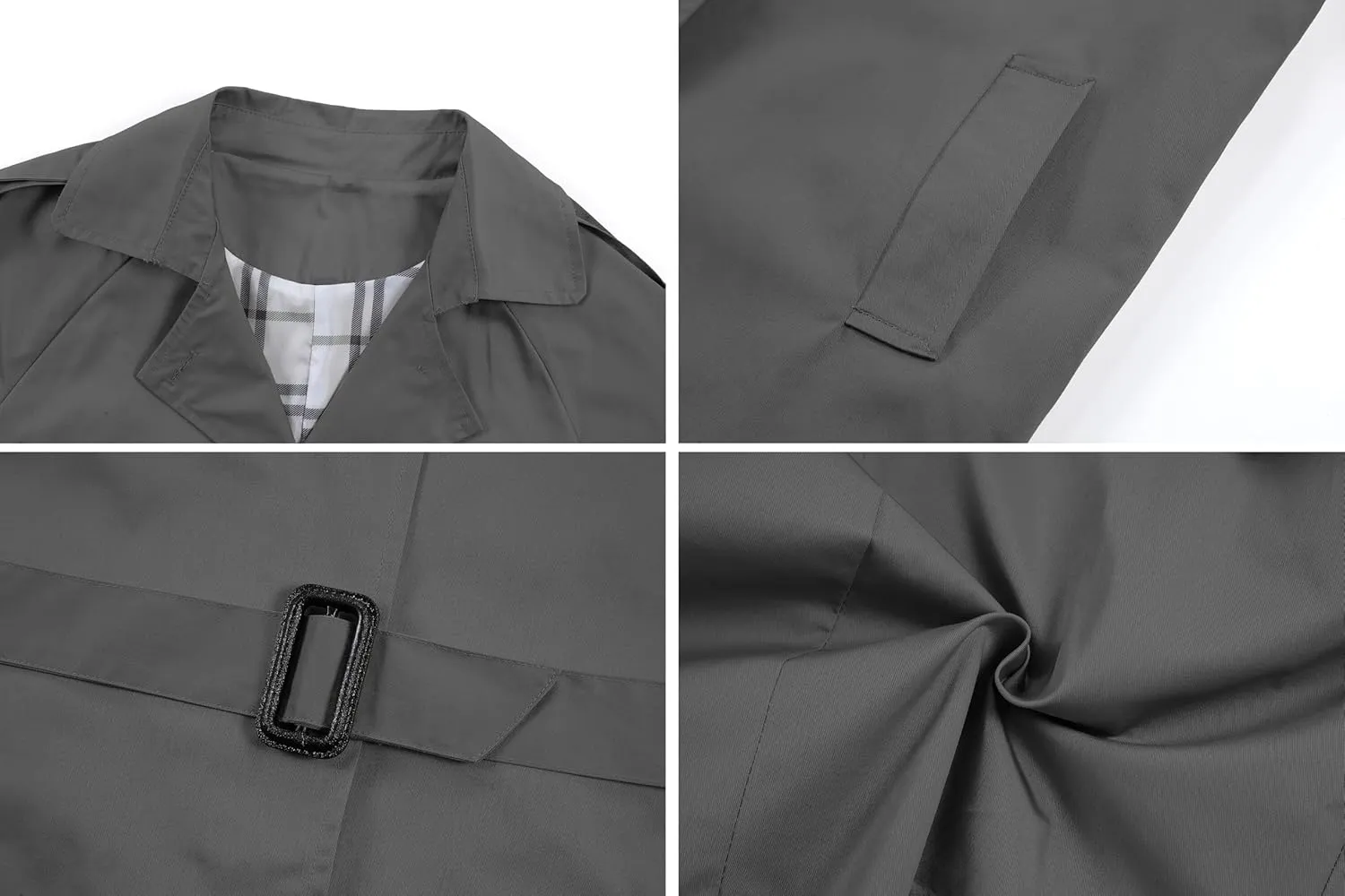 Betusline Girls & Women's Trench Coat Double Breasted Classic Lapel Outerwear, 3 Years - Women 2XL