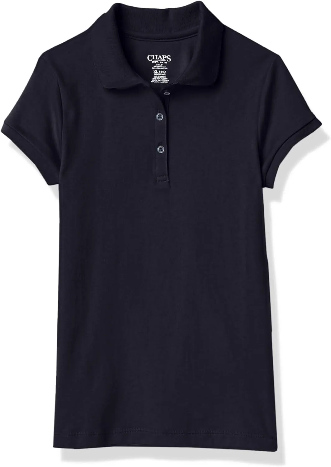Chaps Girls' School Uniform Short Sleeve Interlock Polo