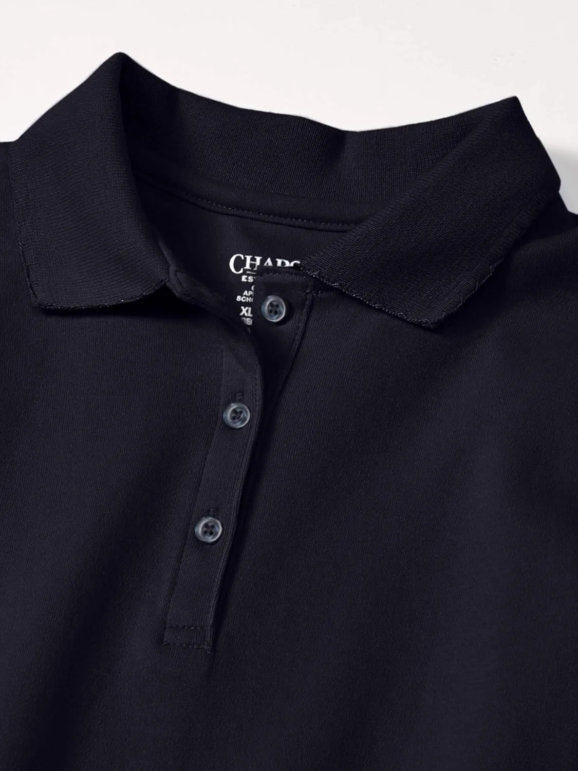 Chaps Girls' School Uniform Short Sleeve Interlock Polo