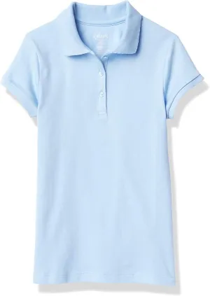 Chaps Girls' School Uniform Short Sleeve Interlock Polo