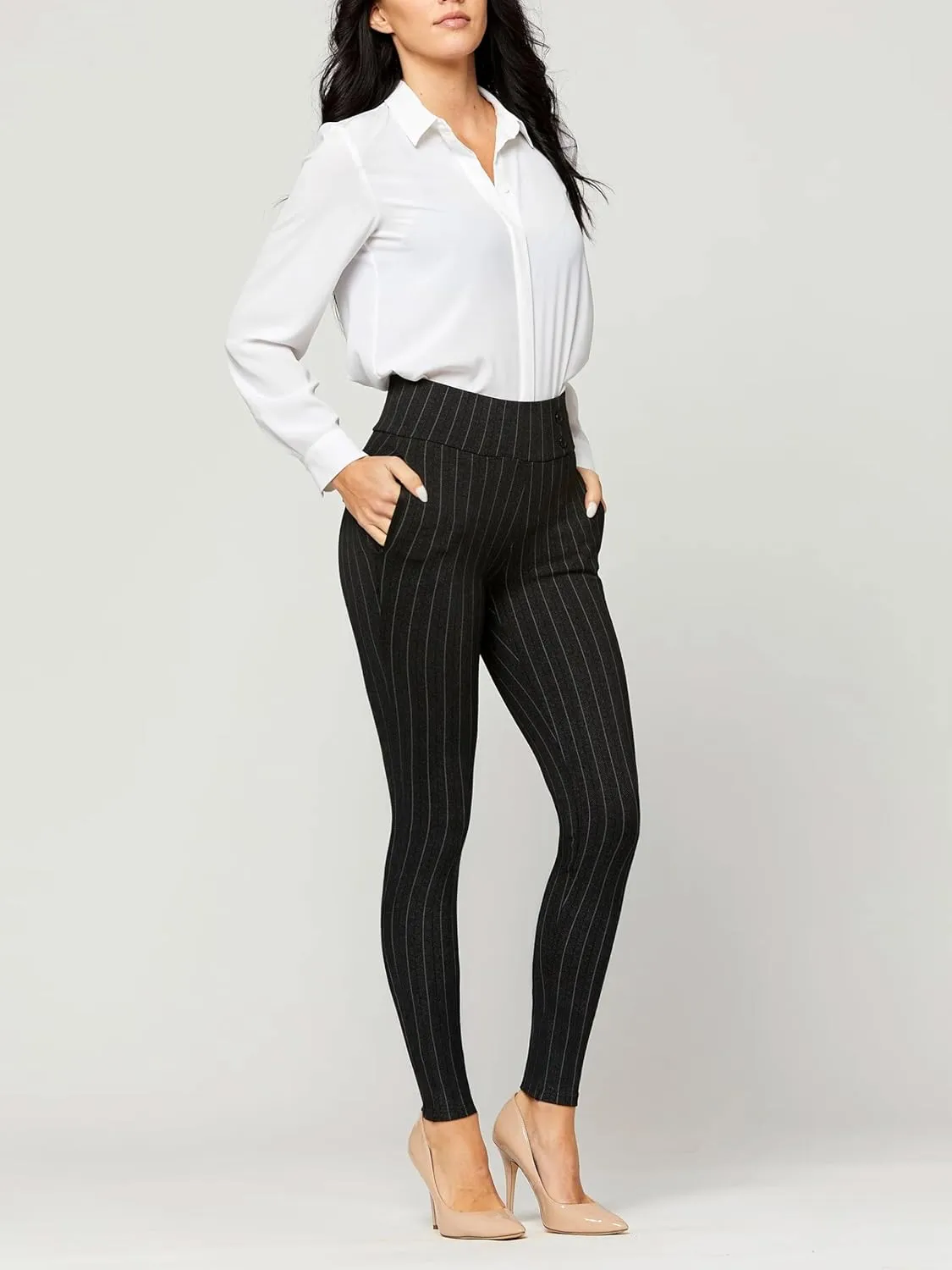 Conceited Stretch Slacks for Women - Wear to Work - Tummy Control - Slim Leg - Pockets - Ponte - (Available in Plus Size)