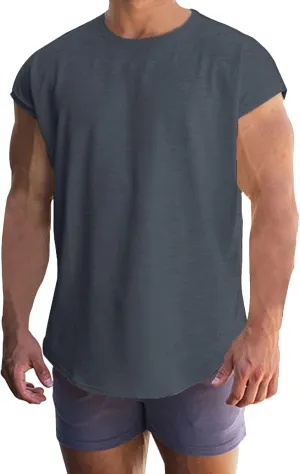 CRNTCEM Men's Workout Tops Summer Slim Fit Gym Bodybuilding Muscle Shirts Quick Dry Base Layer Fitness Tee Tops