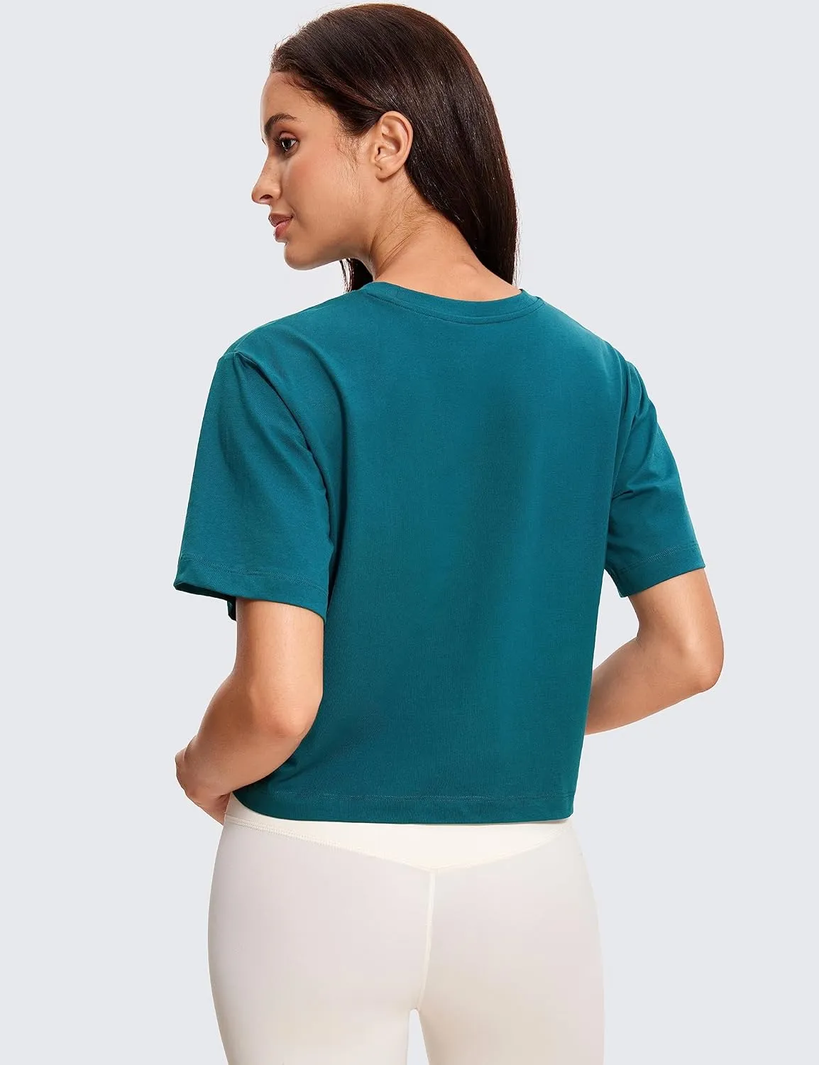 CRZ YOGA Womens Loose Fit Cotton Polyester Short Sleeve Shirts Crop Tops Casual Workout T-Shirts
