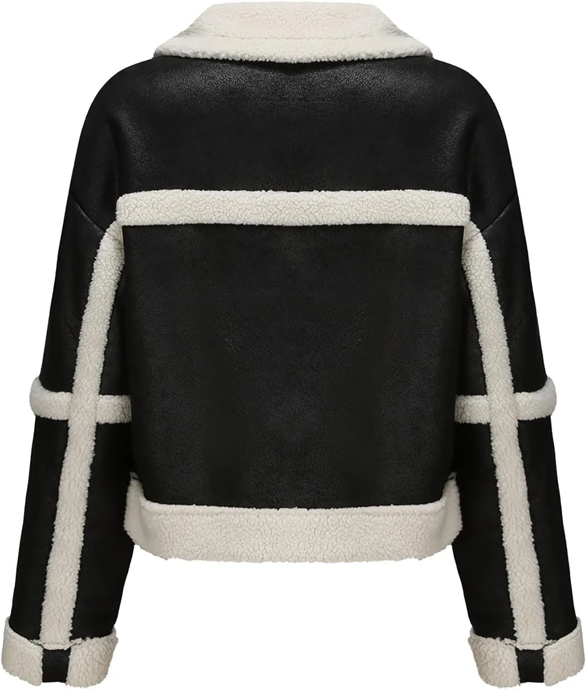 Hasta Women's Faux Leather Jackets Warm Fleece Zip Short PU Moto Winter Coats 2023 Slim Cropped Faux Suede Jacket Plus Size