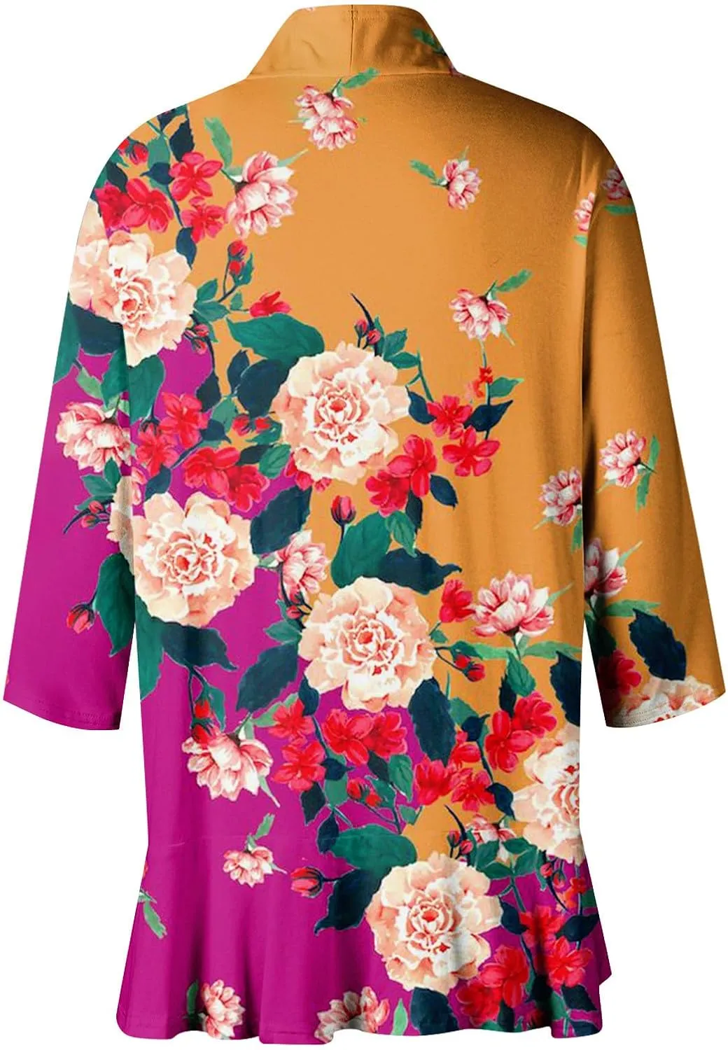 Kimono Cardigan Summer Cardigans for Women 2023 Trendy Ethnic Style Open Front 3/4 Sleeve Cardigan Open Front Tops