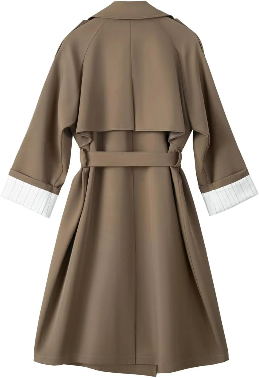 Korean Style Oversized Long Double-Breasted Trench Coats for Women Spring Fall Womens Windbreaker Coat Outerwear
