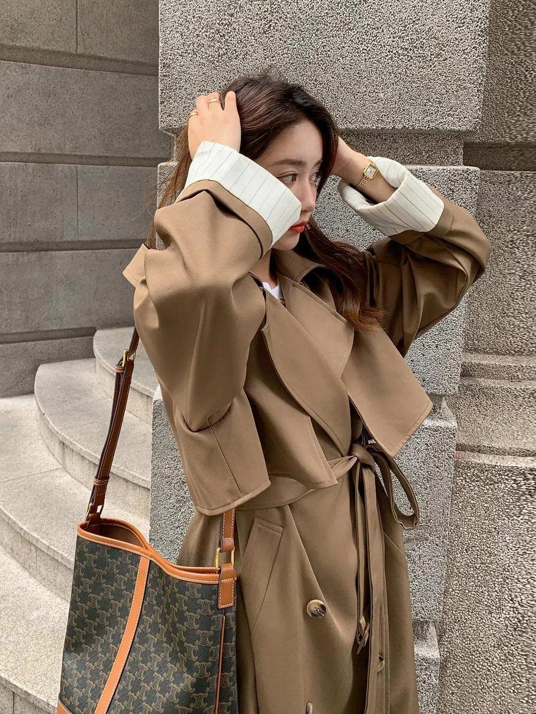 Korean Style Oversized Long Double-Breasted Trench Coats for Women Spring Fall Womens Windbreaker Coat Outerwear