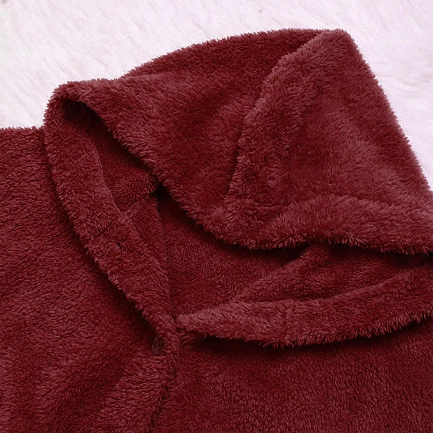 maisdgop Fleece Jacket Women Long Sleeve Sherpa Hooded Coats Winter Fall Warm Fuzzy Jackets Plus Size Button Plush Outerwear