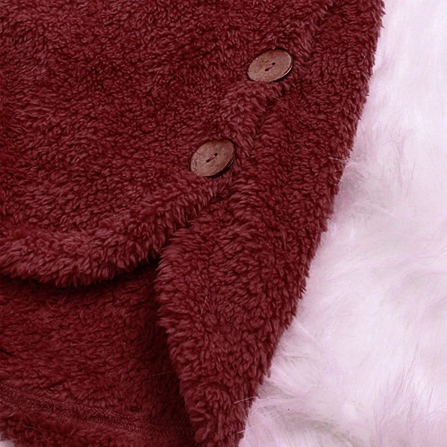 maisdgop Fleece Jacket Women Long Sleeve Sherpa Hooded Coats Winter Fall Warm Fuzzy Jackets Plus Size Button Plush Outerwear