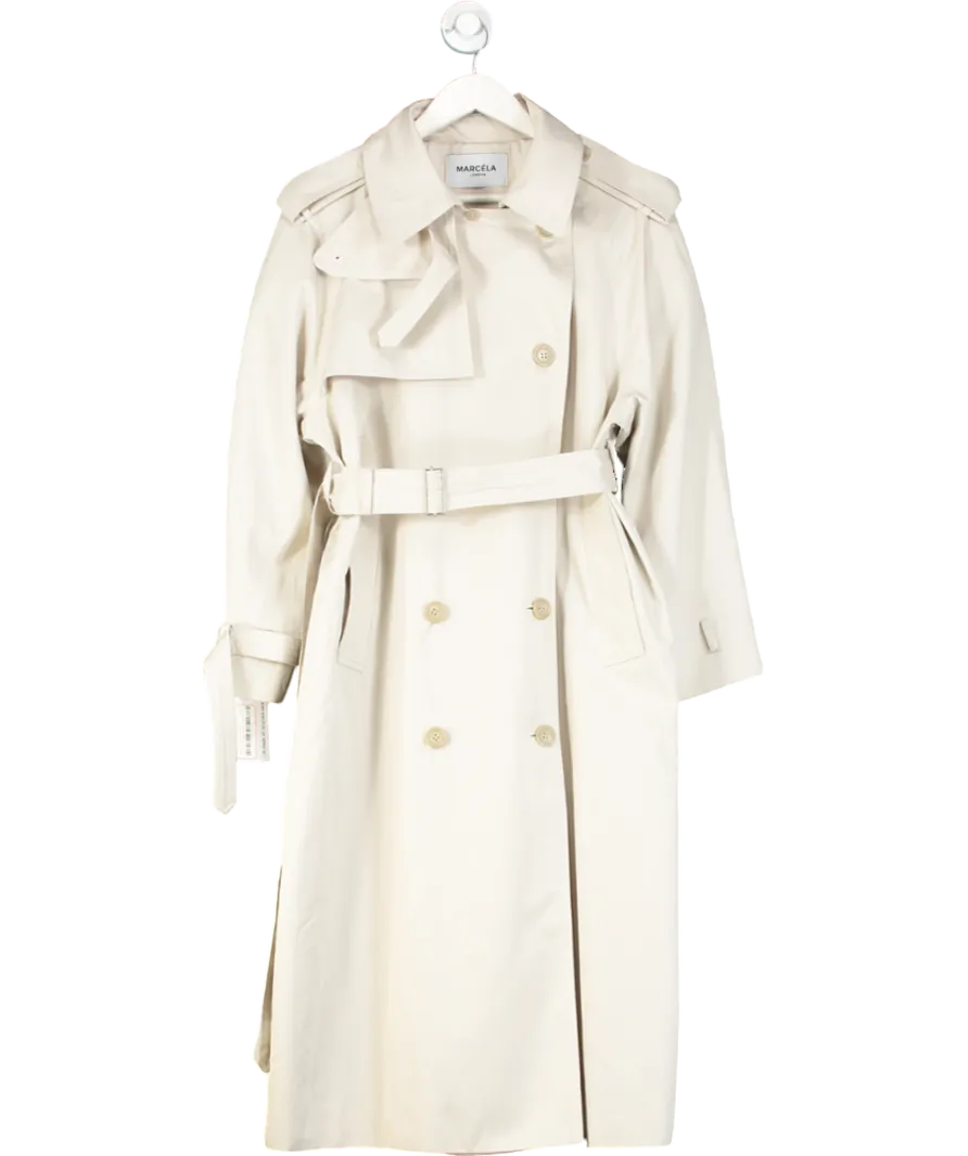MARCÉLA Cream Juno Cotton Tencel Blend Trench Coat One Size