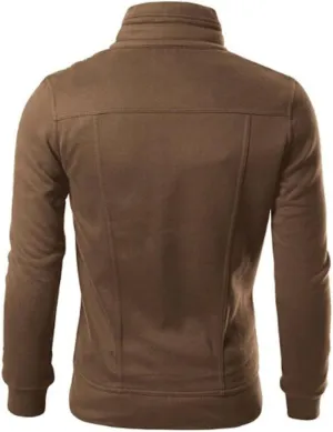 Mens Fleece Lined Jacket Mens Athletic Jacket Fashion Casual Loose Stand Collar Button Decorated Sweatshirt Jacket
