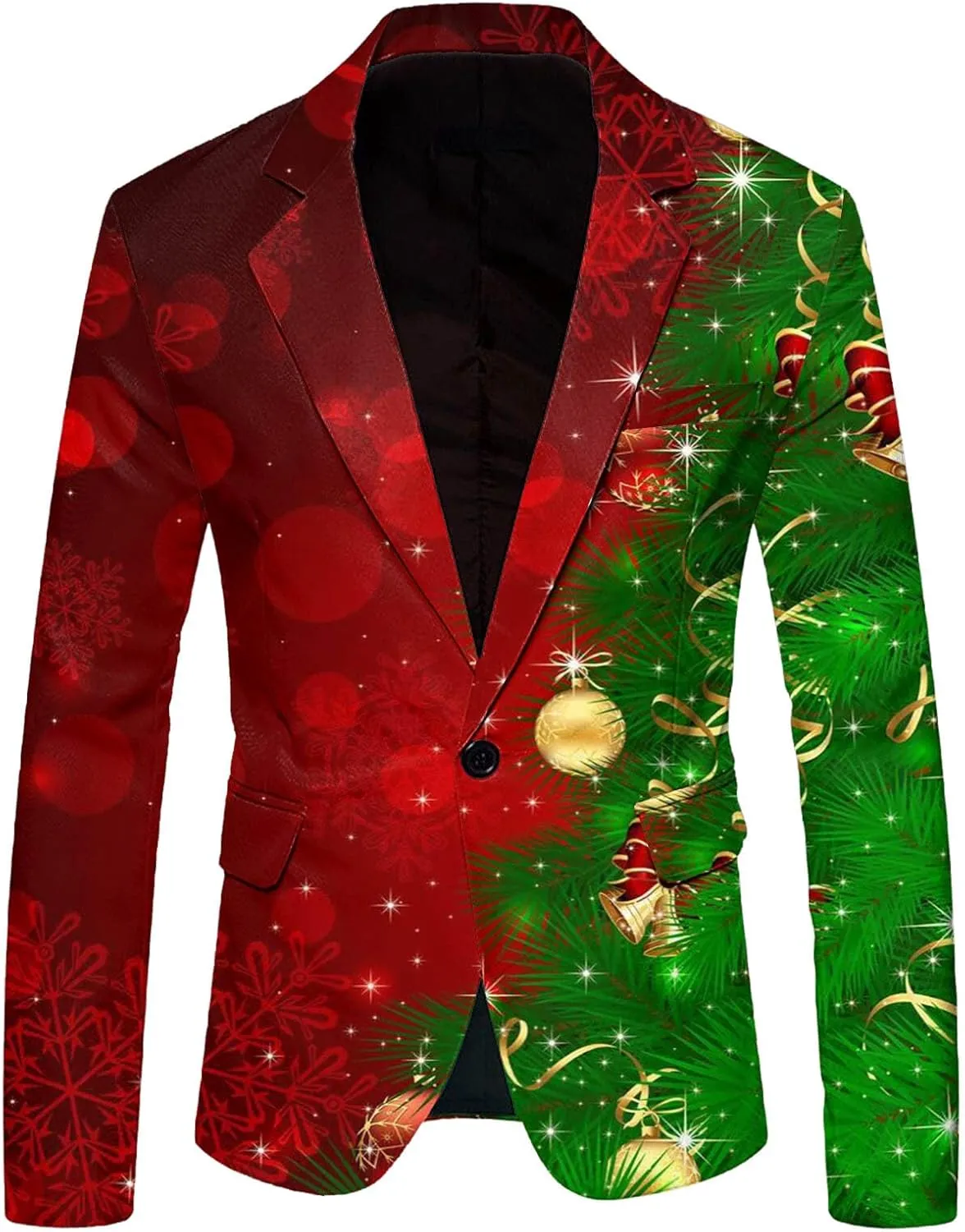 Men's Ugly Christmas Suit Jacket Plus Size Funny Xmas Party Blazer Sport Coats