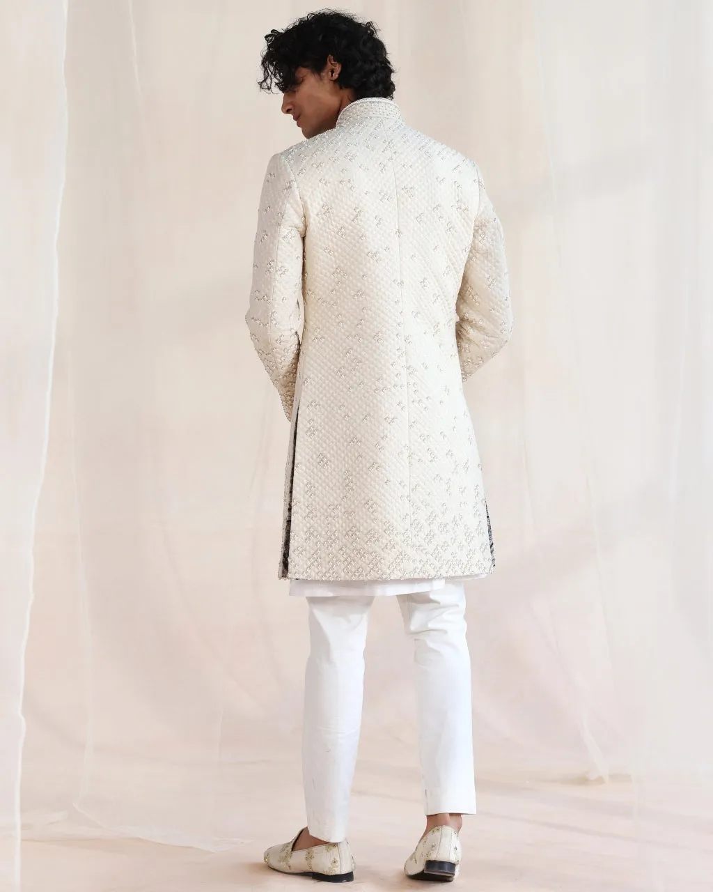 Pooran Ivory Embroidery Sherwani
