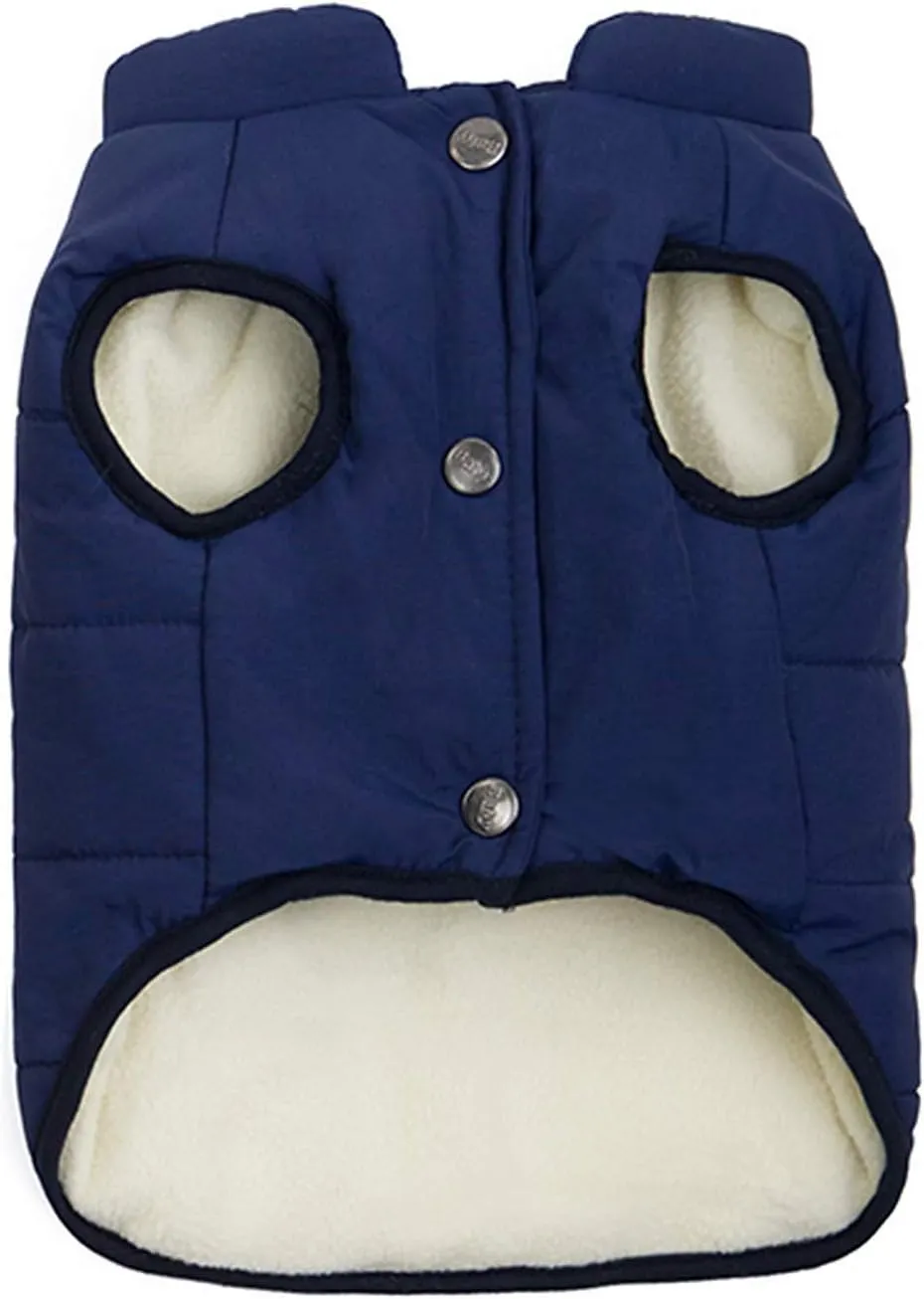 SMALLLEE_LUCKY_STORE Pet Fleece Lined Bomber Vest Jacket Down Coat for Bulldog Fat Dogs Winter Warm French Bulldog Clothes,Navy Blue Size S