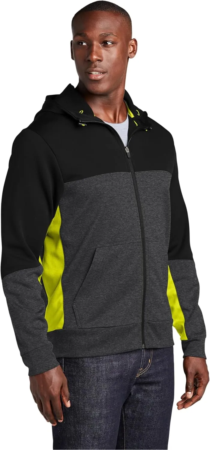 SPORT-TEK Tech Fleece Colorblock Full-Zip Hooded Jacket ST245