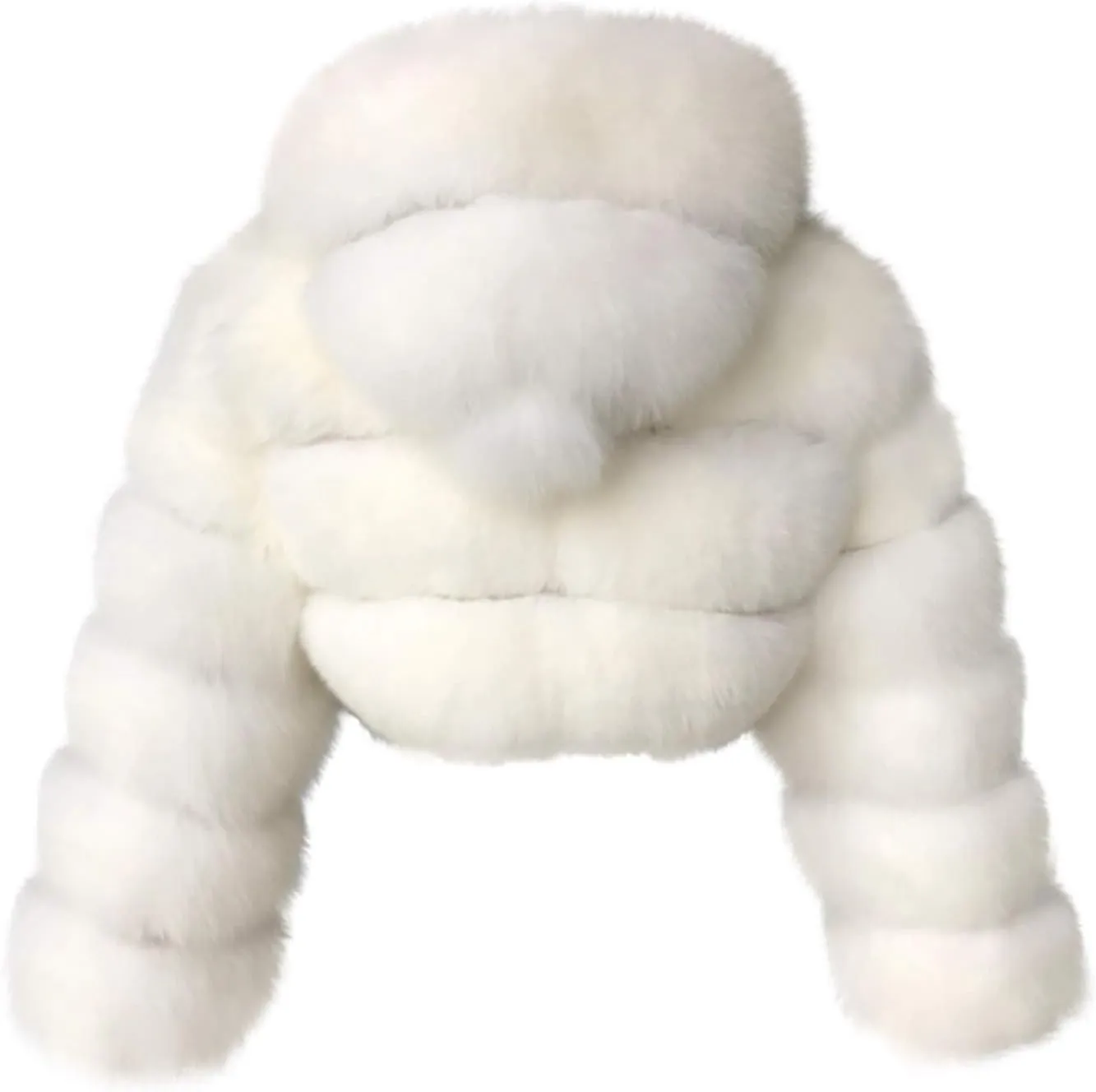 Uillui Women's Winter Short Faux Fur Coats Hooded Warm Fluffy Cropped Jacket Fleece Teddy Jacket Long Sleeve Warm Outerwear