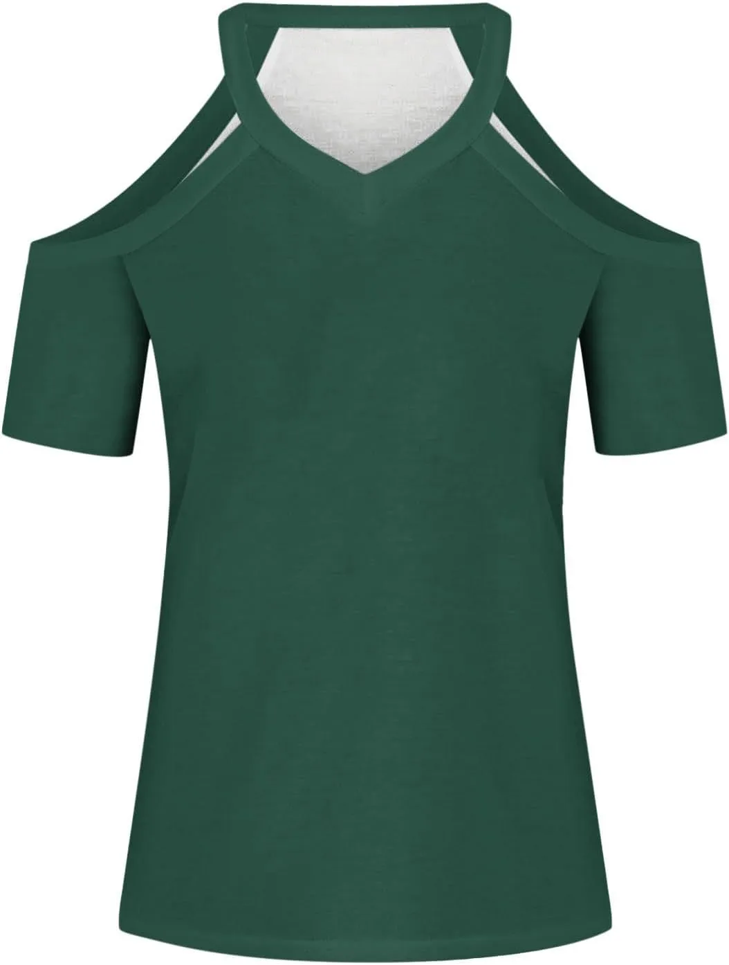 Womens Summer Cold Shoulder Tshirts Casual V Neck Tops Short Sleeve Loose Fit Blouse Trendy Solid Clothing 2025