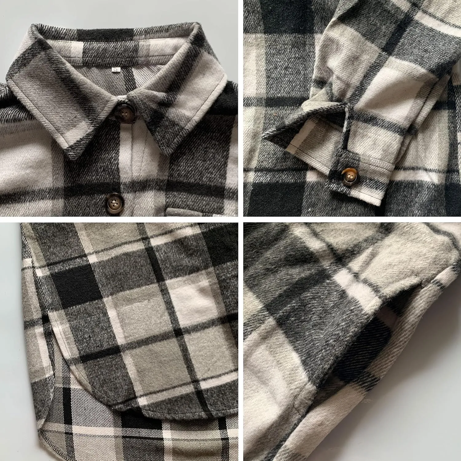 Zontroldy Casual Long Plaid Shirts Shacket Jacket Button Down Long Sleeve Shirts Trench Coats for Women